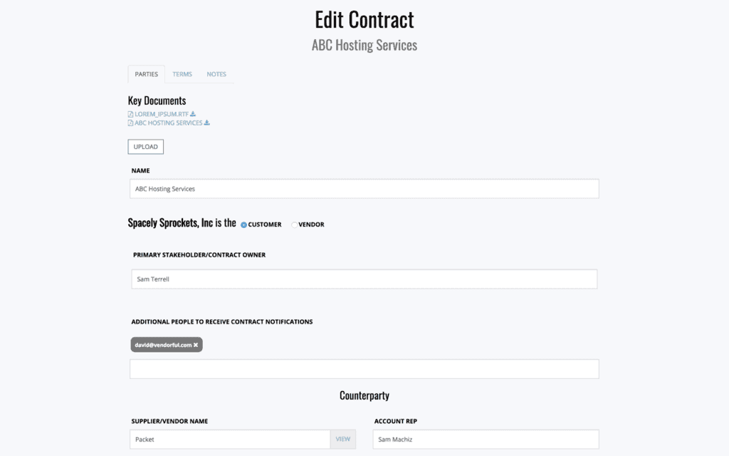 Multiple documents in a contract