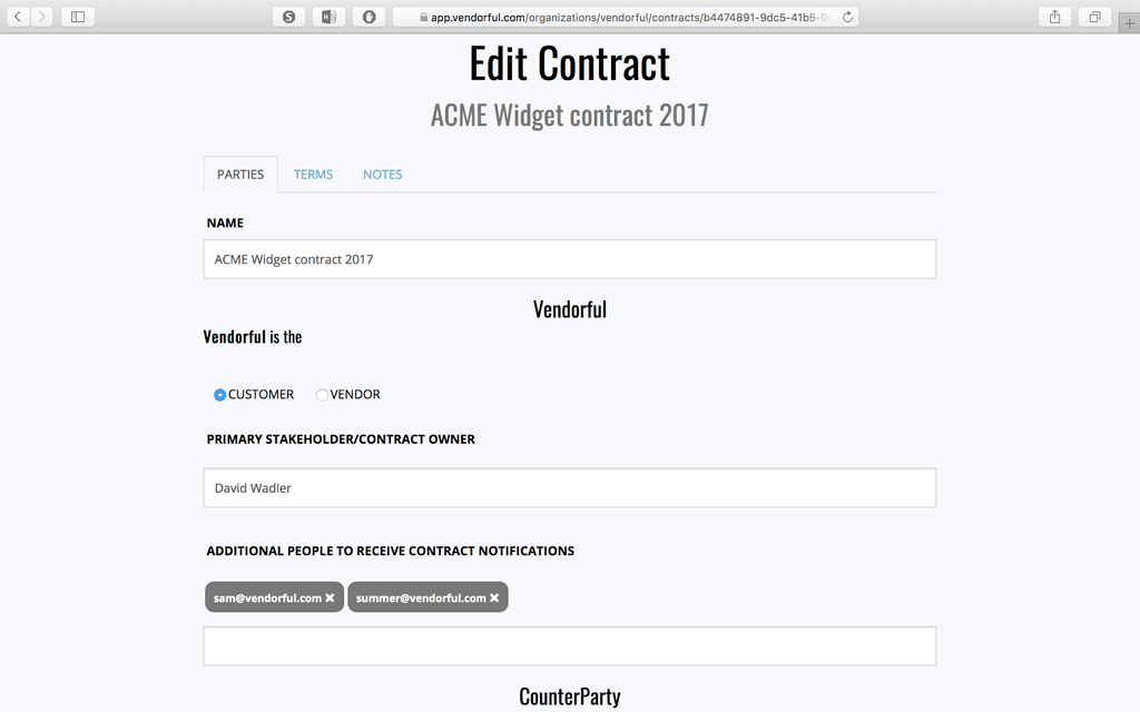 Updated Contract Page