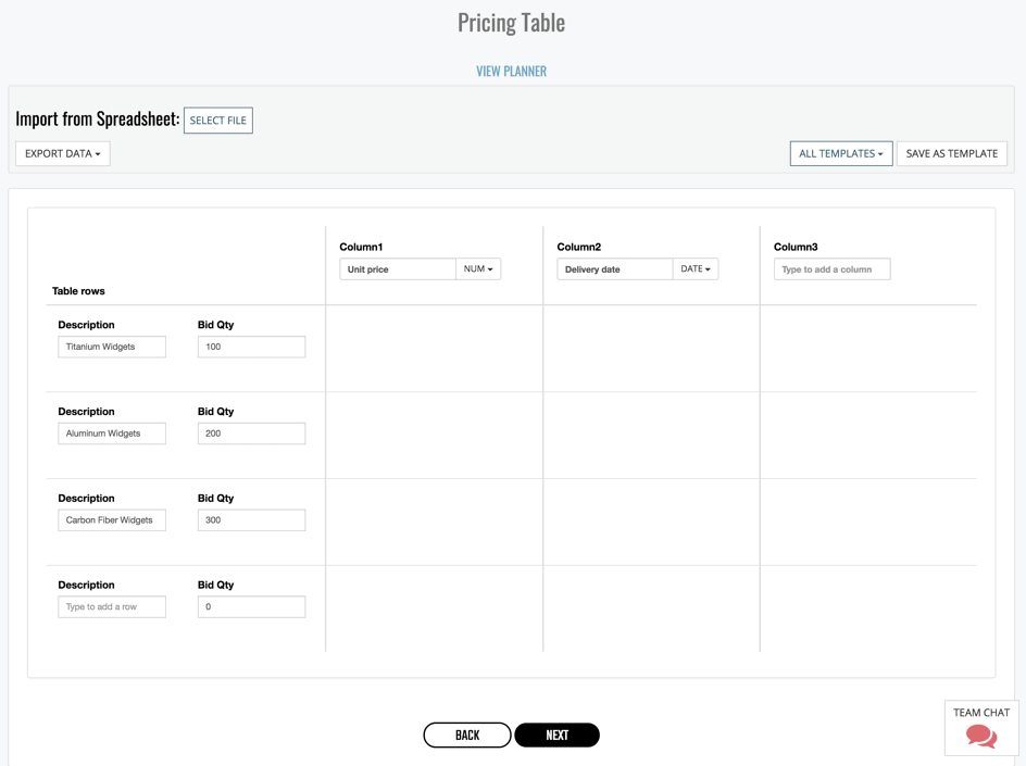 Create a Pricing Table