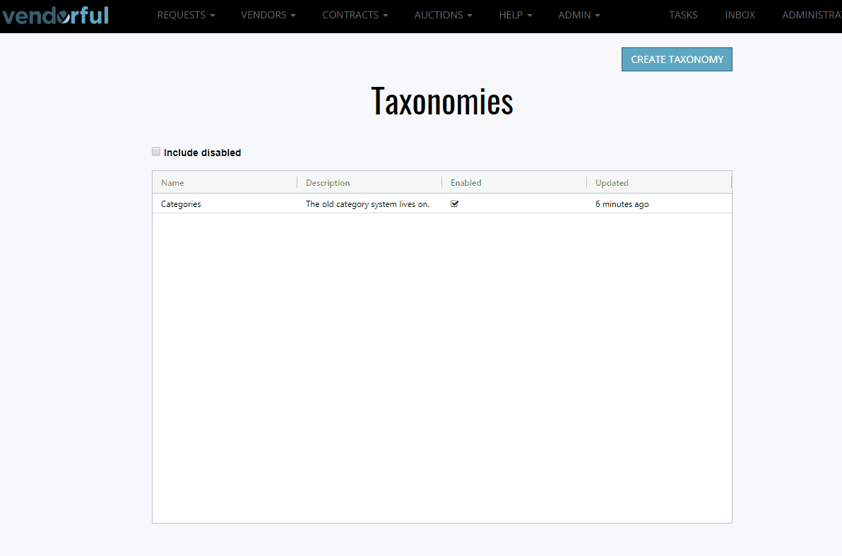 List of Available Taxonomies