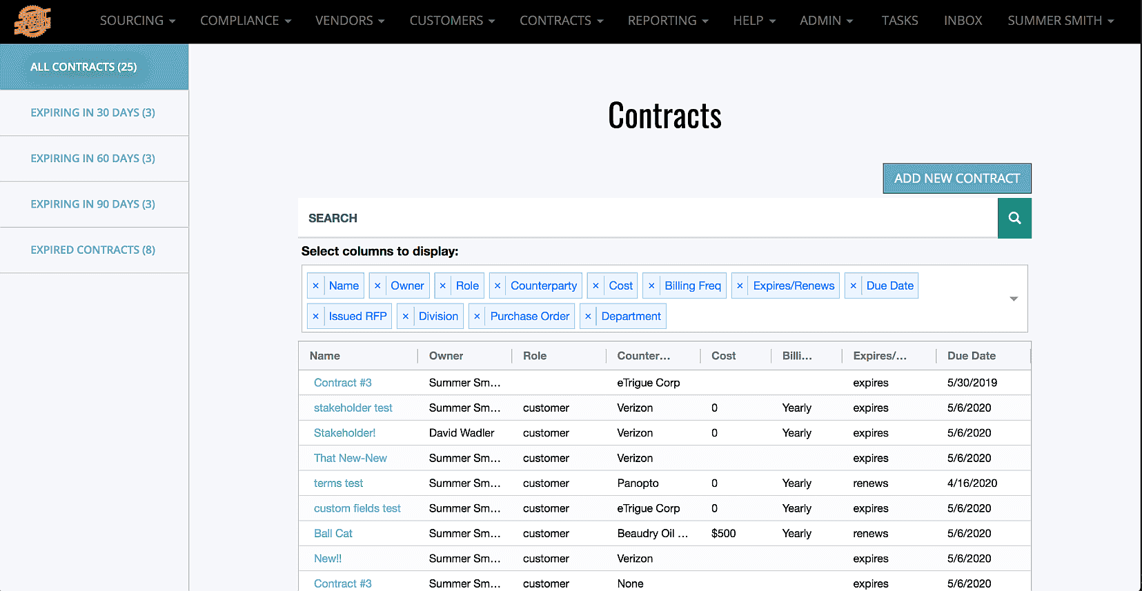 Contracts Landing Page